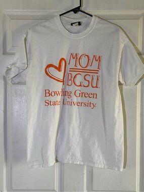 MV Sport White Tee with Orange BGSU Mom Graphic